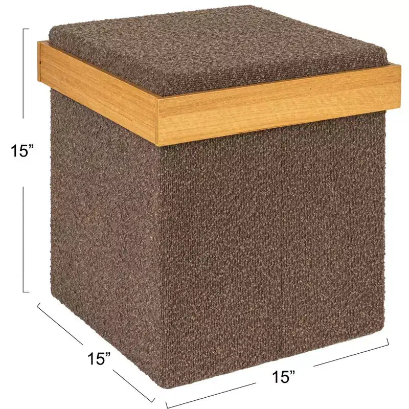 Pouffe Bouclé Polyvalent avec Rangement Caché Household Essentials
