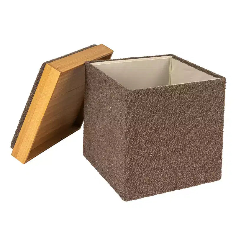 Pouffe Bouclé Polyvalent avec Rangement Caché Household Essentials