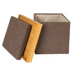 Pouffe Bouclé Polyvalent avec Rangement Caché Household Essentials