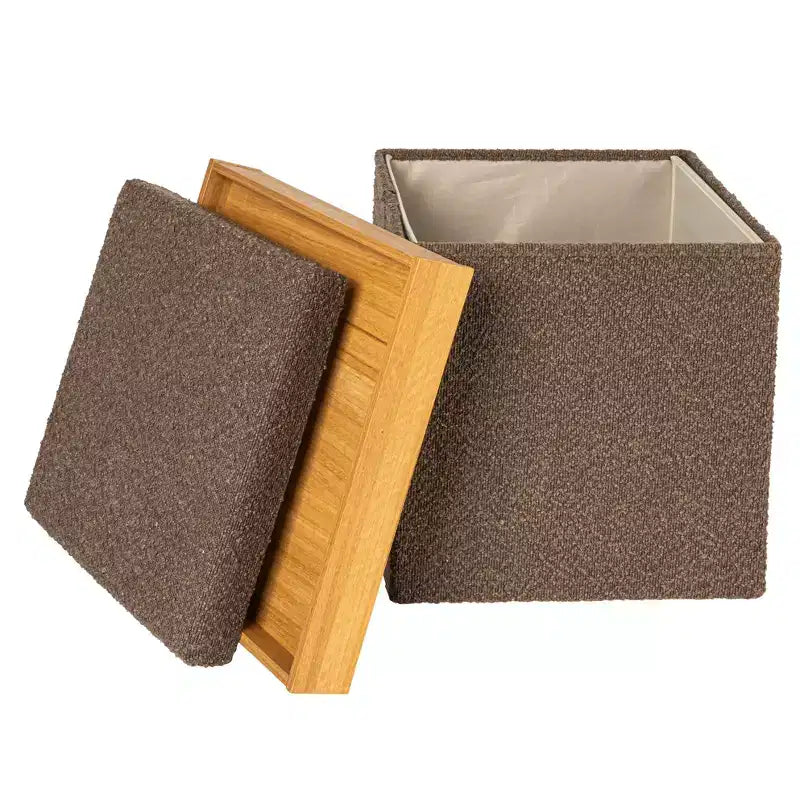 Pouffe Bouclé Polyvalent avec Rangement Caché Household Essentials