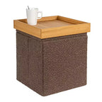 Pouffe Bouclé Polyvalent avec Rangement Caché Household Essentials