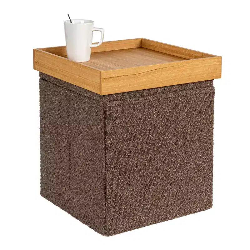 Pouffe Bouclé Polyvalent avec Rangement Caché Household Essentials