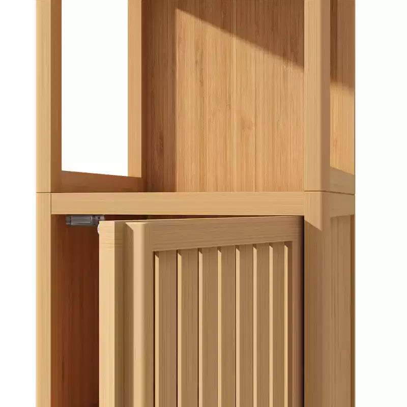 Meuble de rangement pour salle de bain, organiseur de rangement avec 2 étagères ouvertes, portes, grande capacité, armoire de sol multifonctionnelle autoportante pour le bureau, la cuisine