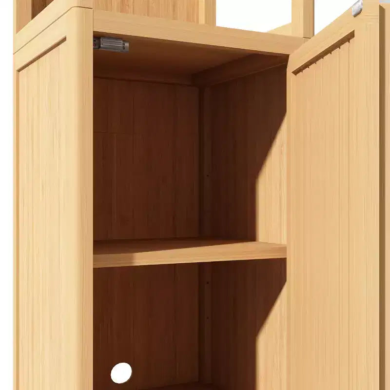 Meuble de rangement pour salle de bain, organiseur de rangement avec 2 étagères ouvertes, portes, grande capacité, armoire de sol multifonctionnelle autoportante pour le bureau, la cuisine