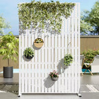 Jardinière rectangulaire en métal noir avec treillis et paravent 72 H35W Dovelina pour terrasse de café, jardin et balcons