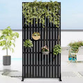 Jardinière rectangulaire en métal noir avec treillis et paravent 72 H35W Dovelina pour terrasse de café, jardin et balcons