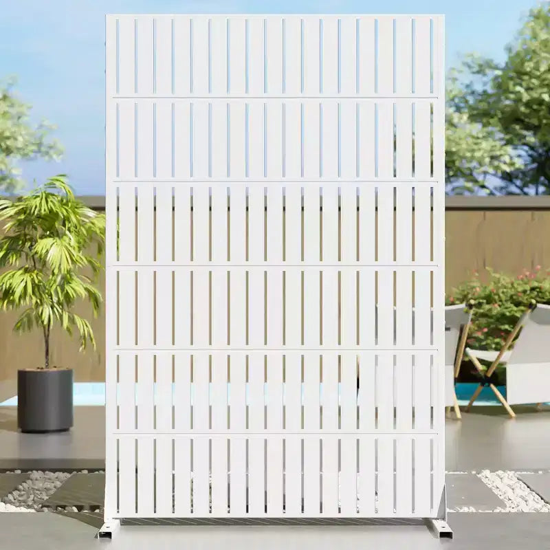 Jardinière rectangulaire en métal noir avec treillis et paravent 72 H35W Dovelina pour terrasse de café, jardin et balcons