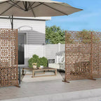 Jardinière en métal marron Dovelina 72 H47W avec treillis pour écran d'intimité pour terrasse de café, jardin et balcons