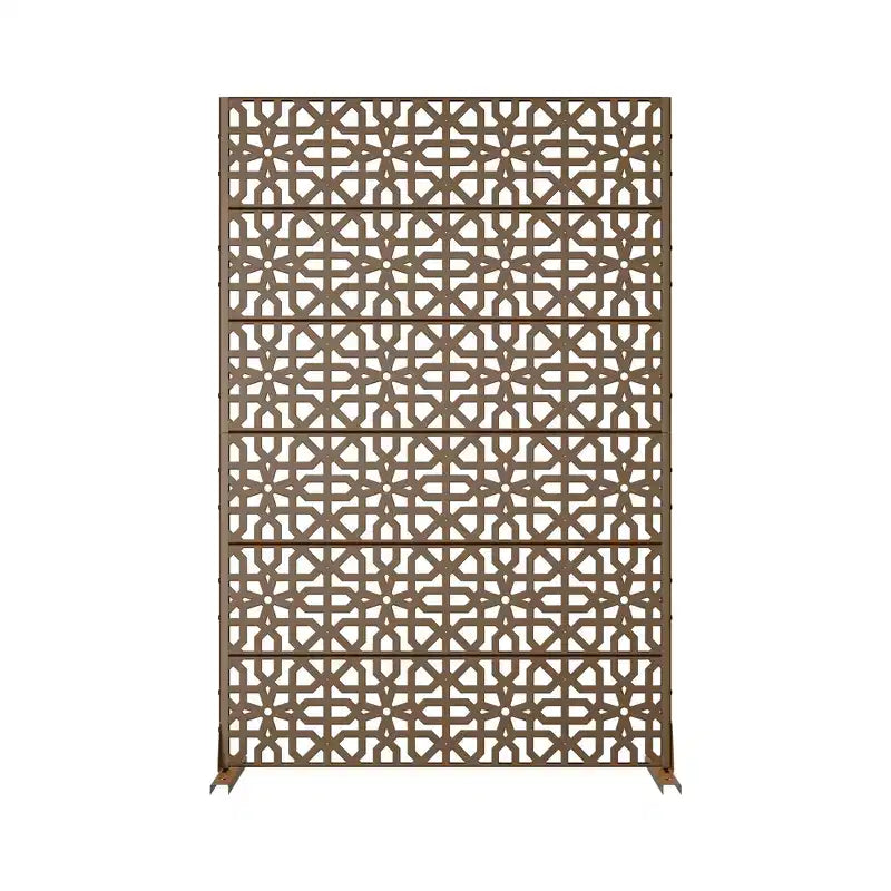 Jardinière en métal marron Dovelina 72 H47W avec treillis pour écran d'intimité pour terrasse de café, jardin et balcons