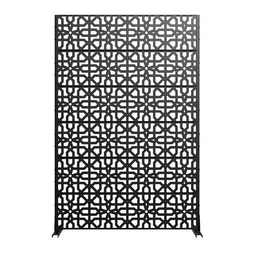 Jardinière en métal marron Dovelina 72 H47W avec treillis pour écran d'intimité pour terrasse de café, jardin et balcons