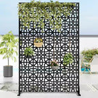 Jardinière en métal marron Dovelina 72 H47W avec treillis pour écran d'intimité pour terrasse de café, jardin et balcons