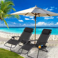 EROMMY Set of 2 Zero Gravity Lounge Chairs, Folding Reclining Patio Chairs with Cup Holder & Headrest