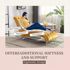 Chaise longue en velours d'intérieur, chaise longue rembourrée capitonnée avec oreiller pour chambre à coucher