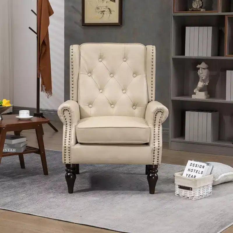 Fauteuil en bois, Chaise d'appoint moderne Chaise longue avec pieds en bois robustes pour salon chambre à coucher