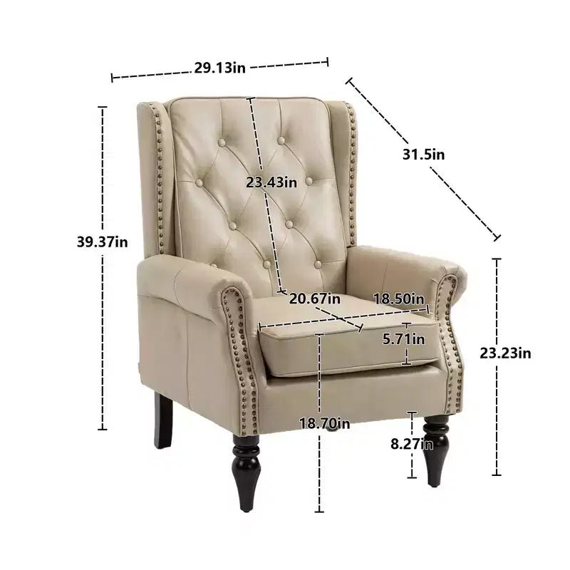 Fauteuil en bois, Chaise d'appoint moderne Chaise longue avec pieds en bois robustes pour salon chambre à coucher