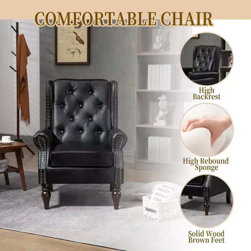 Fauteuil en bois, Chaise d'appoint moderne Chaise longue avec pieds en bois robustes pour salon chambre à coucher