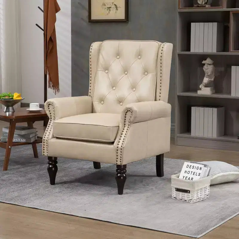 Fauteuil en bois, Chaise d'appoint moderne Chaise longue avec pieds en bois robustes pour salon chambre à coucher