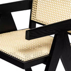 Christopher Knight Home Chaises de salle à manger avec accoudoirs Randall en bois d'hévéa et rotin avec pieds en V (lot de 2)