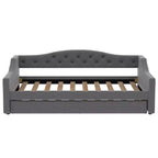 Lit de jour double XL rembourré Whisen avec lit gigogne et éclairage LED