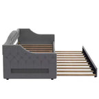 Lit de jour double XL rembourré Whisen avec lit gigogne et éclairage LED