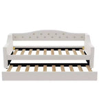 Lit de jour double XL rembourré Whisen avec lit gigogne et éclairage LED