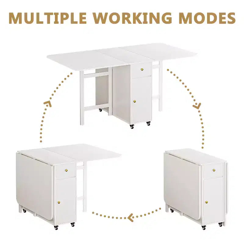 ATJafurn Table à manger pliable de 150 cm pour petits espaces, Table de cuisine rectangulaire pliable en bois avec rallonges, Aucun assemblage requis