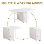 ATJafurn Table à manger pliable de 150 cm pour petits espaces, Table de cuisine rectangulaire pliable en bois avec rallonges, Aucun assemblage requis