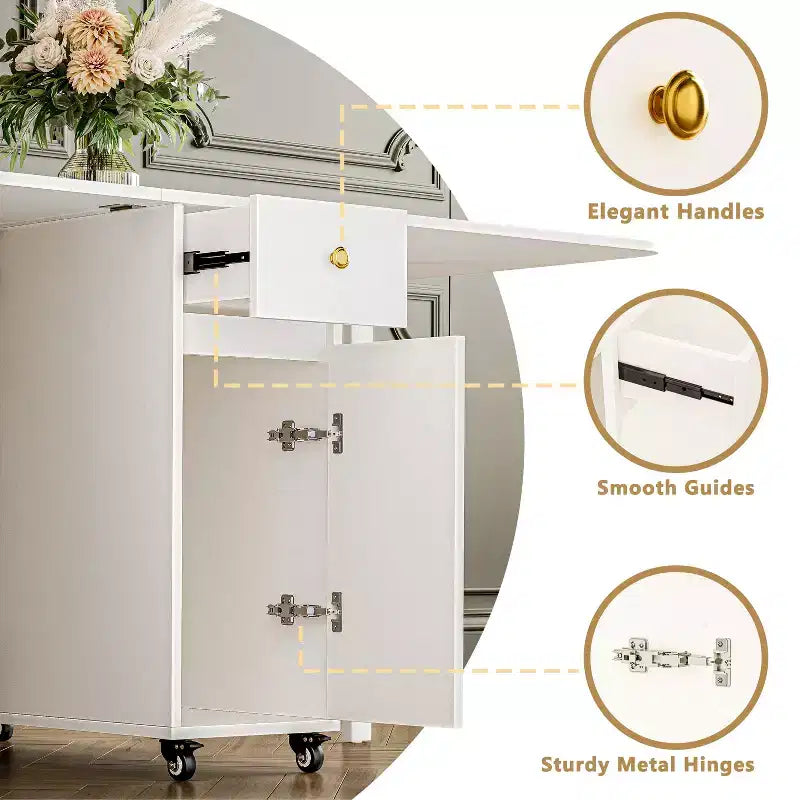 ATJafurn Table à manger pliable de 150 cm pour petits espaces, Table de cuisine rectangulaire pliable en bois avec rallonges, Aucun assemblage requis