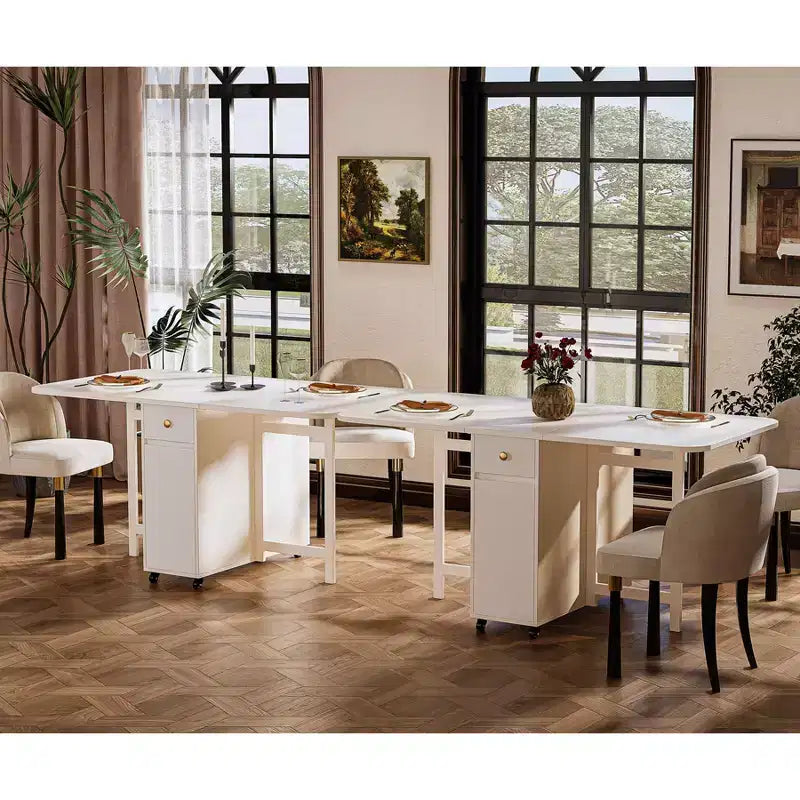 ATJafurn Table à manger pliable de 150 cm pour petits espaces, Table de cuisine rectangulaire pliable en bois avec rallonges, Aucun assemblage requis