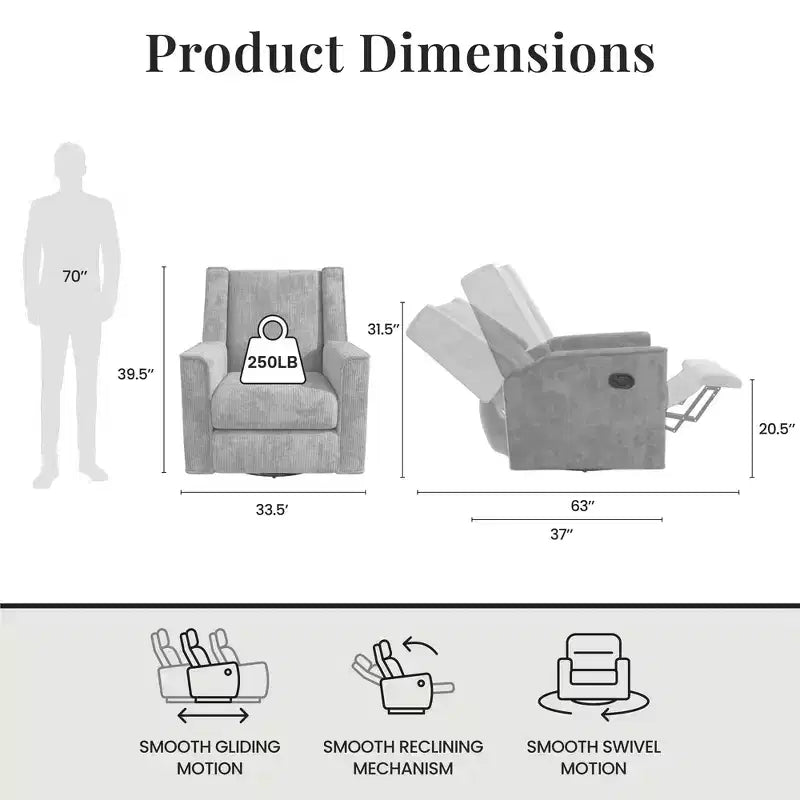 Fauteuil inclinable et planeur pivotant RealRooms Elysian