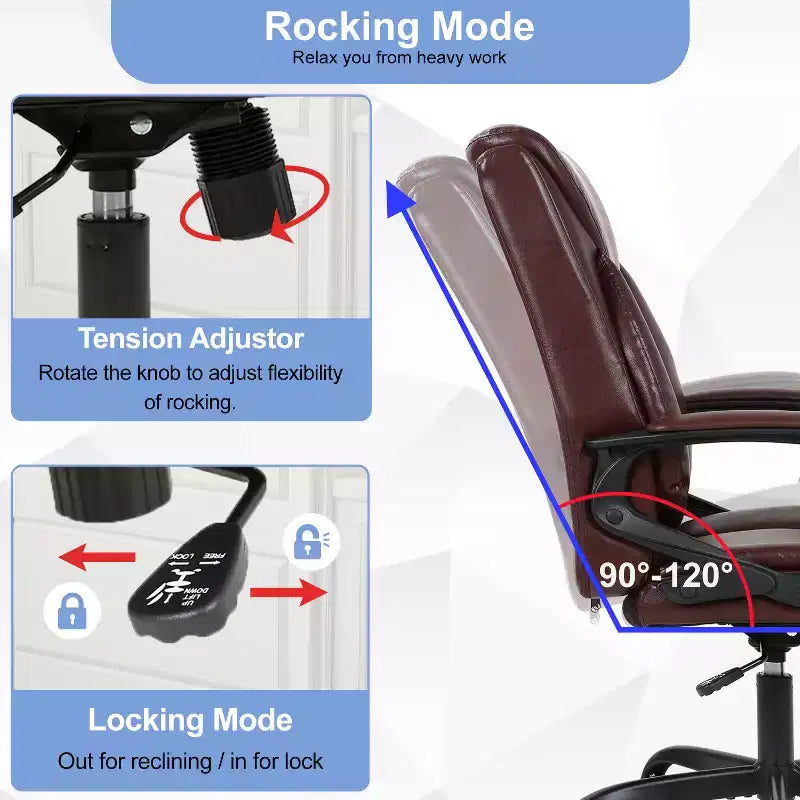 Chaise de bureau BestMassage Chaise d'ordinateur en cuir PU respirant
