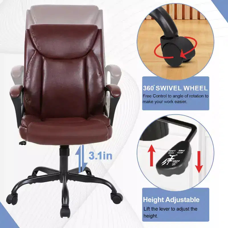 Chaise de bureau BestMassage Chaise d'ordinateur en cuir PU respirant