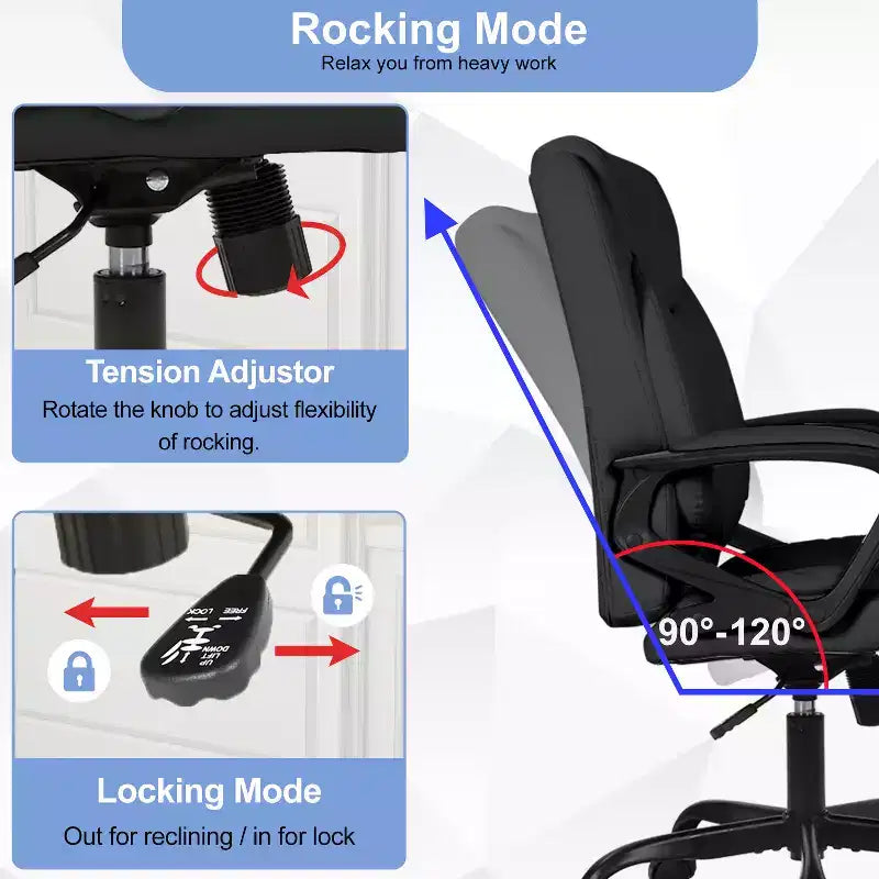 Chaise de bureau BestMassage Chaise d'ordinateur en cuir PU respirant