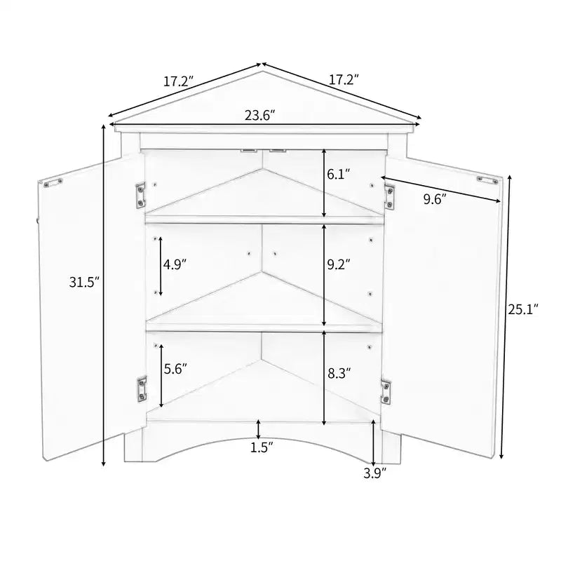 Whisen Triangle Meuble de Rangement Salle de Bain Meuble d'Angle avec Étagères Réglables