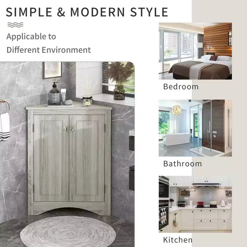 Whisen Triangle Meuble de Rangement Salle de Bain Meuble d'Angle avec Étagères Réglables