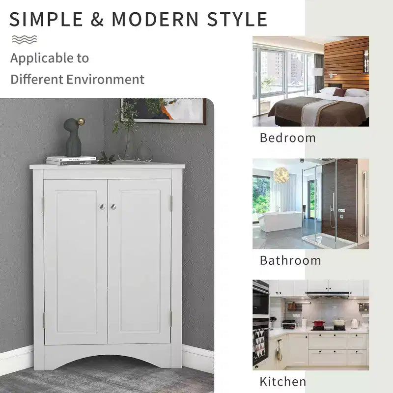 Whisen Triangle Meuble de Rangement Salle de Bain Meuble d'Angle avec Étagères Réglables