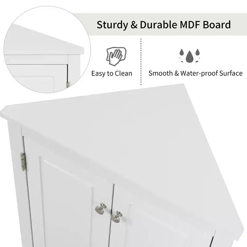 Whisen Triangle Meuble de Rangement Salle de Bain Meuble d'Angle avec Étagères Réglables