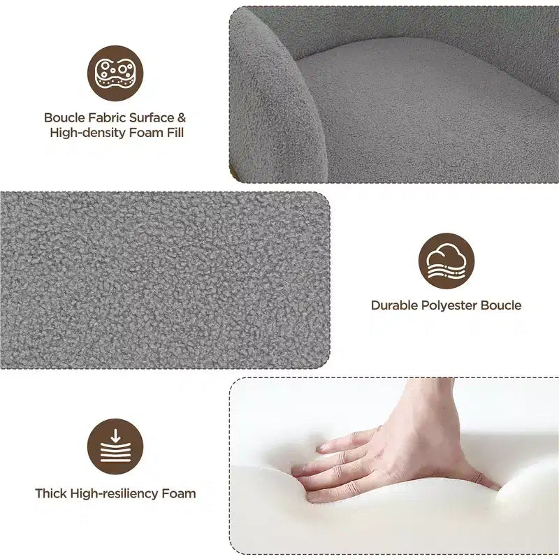 Yaheetech Lot de 2 fauteuils baril avec pieds en métal doré pour salon ou chambre à coucher