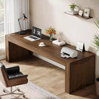 Lantine Bureau d'ordinateur en bois extra long de 78,74 pouces, bureau double pour deux personnes