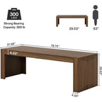 Lantine Bureau d'ordinateur en bois extra long de 78,74 pouces, bureau double pour deux personnes