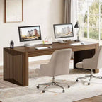 Lantine Bureau d'ordinateur en bois extra long de 78,74 pouces, bureau double pour deux personnes