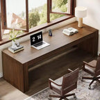 Lantine Bureau d'ordinateur en bois extra long de 78,74 pouces, bureau double pour deux personnes