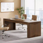 Lantine Bureau d'ordinateur en bois extra long de 78,74 pouces, bureau double pour deux personnes