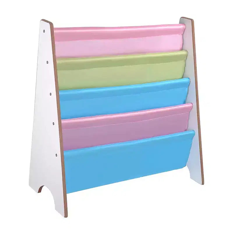 Yescom Wood Kids Book Shelf Sling Storage Rack Organizer Bookcase Display Holder Walnut White