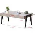 Kings Brand Furniture Table basse Camden en bois façon marbre avec pieds en métal, table basse pour salon, noir/gris