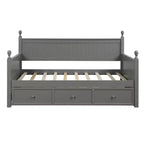 Lit de jour en bois pour lits jumeaux avec trois tiroirs de rangement ou lit gigogne, cadre de lit peu encombrant, aucun sommier tapissier requis - ModernLuxe