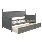 Lit de jour en bois pour lits jumeaux avec trois tiroirs de rangement ou lit gigogne, cadre de lit peu encombrant, aucun sommier tapissier requis - ModernLuxe