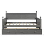 Lit de jour en bois pour lits jumeaux avec trois tiroirs de rangement ou lit gigogne, cadre de lit peu encombrant, aucun sommier tapissier requis - ModernLuxe