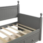 Lit de jour en bois pour lits jumeaux avec trois tiroirs de rangement ou lit gigogne, cadre de lit peu encombrant, aucun sommier tapissier requis - ModernLuxe