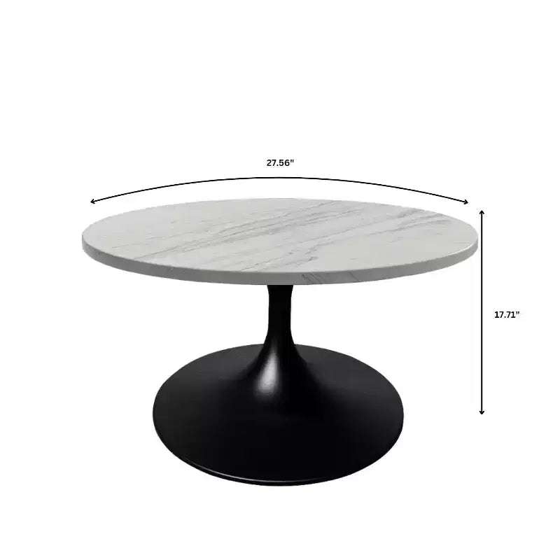 Table Basse Ronde LeisureMod Verve 27 - Plateau Moderne en Résine avec Piètement Central en Acier Noir, Table d'Appoint pour Salon Contemporain